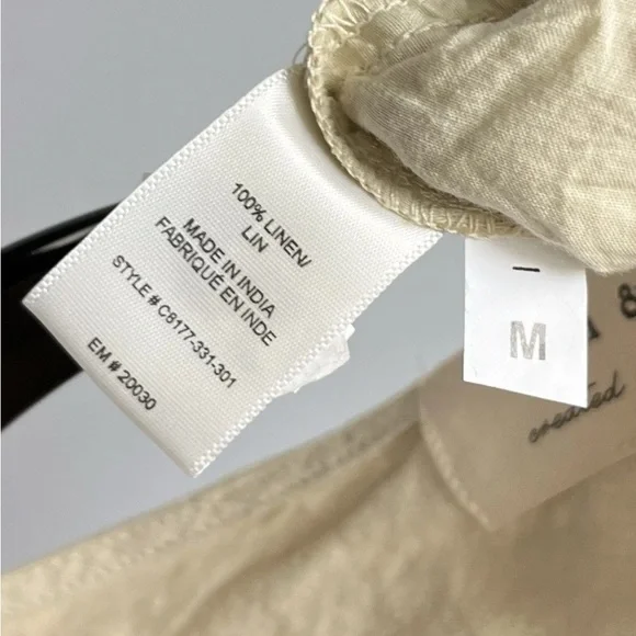 Cloth & Stone Sz M Jumpsuit Linen Drawstring Wide Leg Crop Natural Tan Lagenlook - Picture 3 of 16